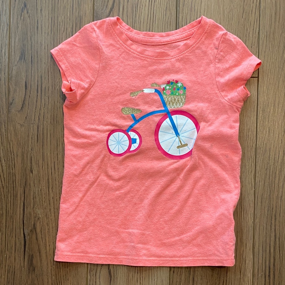Cat & Jack Coral T-Shirt with Bicycle Design